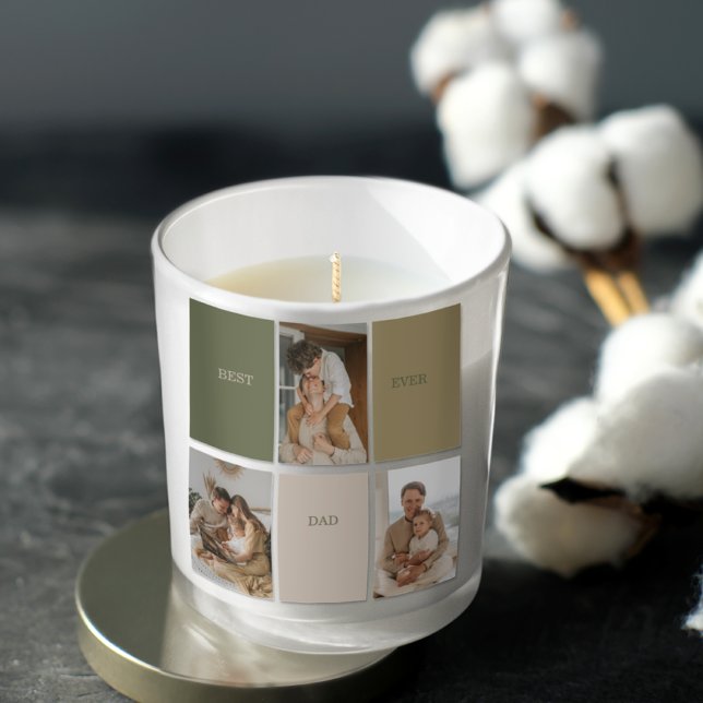 Collage Photo Modern Best Dad Ever Gift Square Sticker (Creator Uploaded)