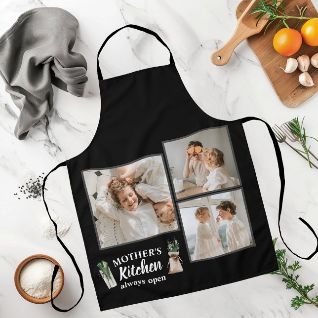 Collage Photo & Mother Kitchen Is Always Open Apron (Creator Uploaded)