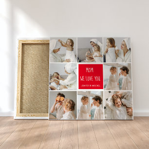 Collage Photo Mum Red We Love You Best Mother Gift Canvas Print