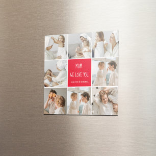 Collage Photo Mum Red We Love You Best Mother Gift Magnet