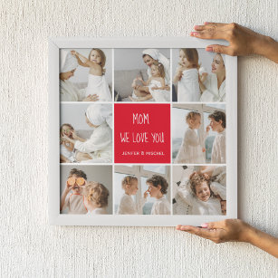 Collage Photo Mum Red We Love You Best Mother Gift Poster