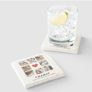 Collage Photo Mum We Love You Best Mother Gift Stone Coaster