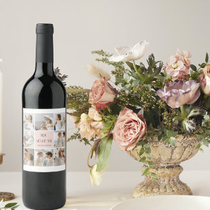 Collage Photo Mum We Love You Best Mother Gift Wine Label