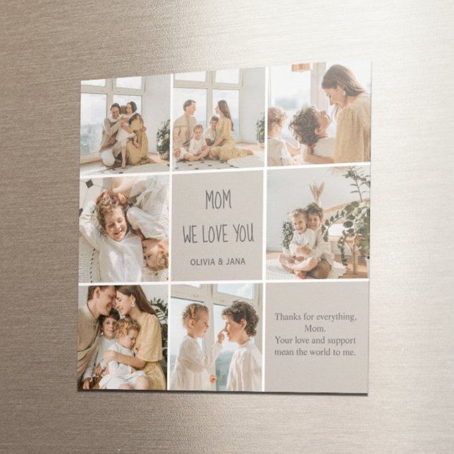 Collage Photo Mum We Love You || Personalised Magnet (Creator Uploaded)