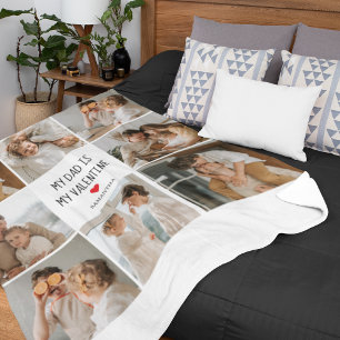Collage Photo   My Dad Is My Valentine Gift Fleece Blanket