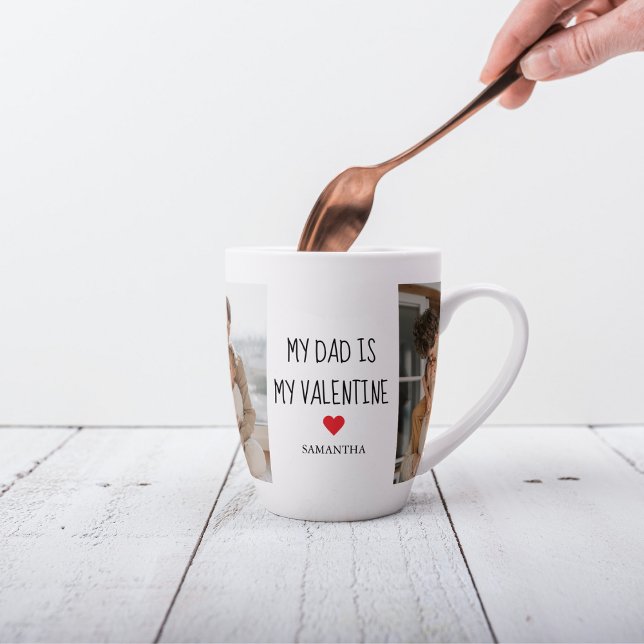 Collage Photo | My Dad Is My Valentine Gift Latte Mug (Creator Uploaded)