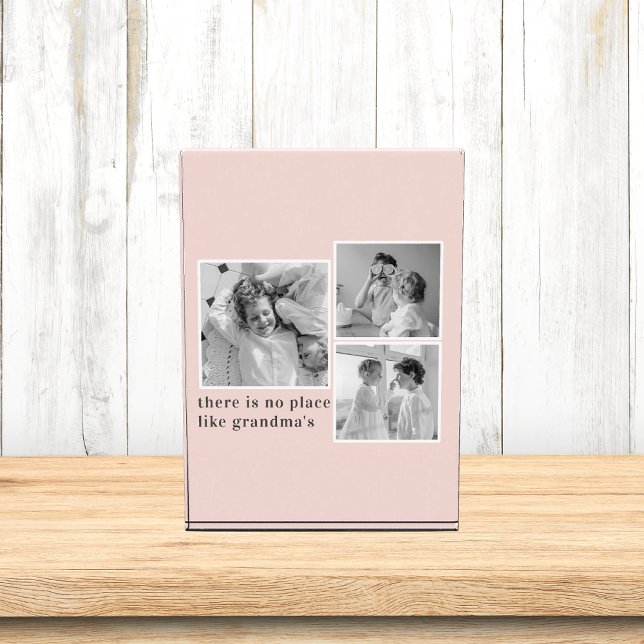 Collage Photo Pastel Pink Best Grandma Gift Block (Creator Uploaded)