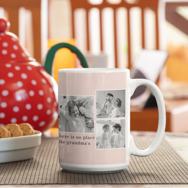 Collage Photo Pastel Pink Best Grandma Gift Coffee Mug (Creator Uploaded)