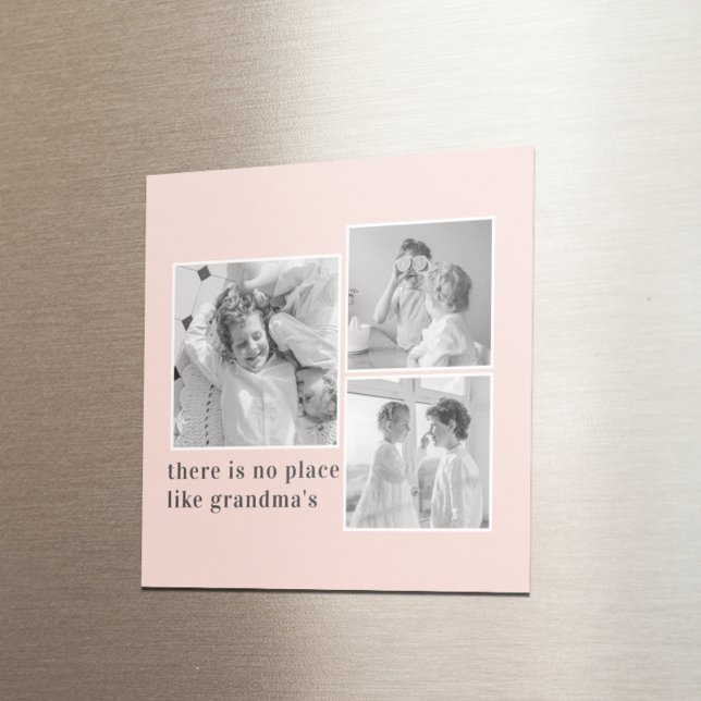 Collage Photo Pastel Pink Best Grandma Gift Magnet (Creator Uploaded)
