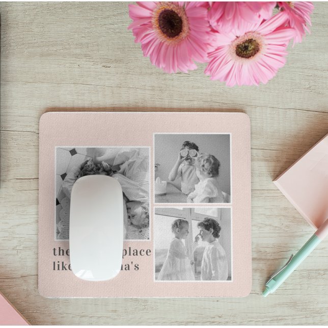 Collage Photo Pastel Pink Best Grandma Gift Mouse Mat (Creator Uploaded)