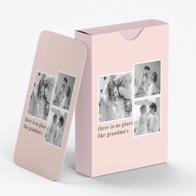 Collage Photo Pastel Pink Best Grandma Gift Playing Cards (Creator Uploaded)