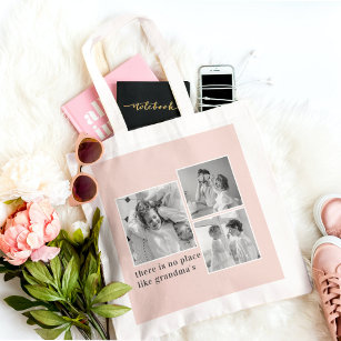 Collage Photo Pastel Pink Best Grandma Gift Tote Bag