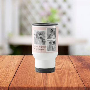 Collage Photo Pastel Pink Best Grandma Gift Travel Mug