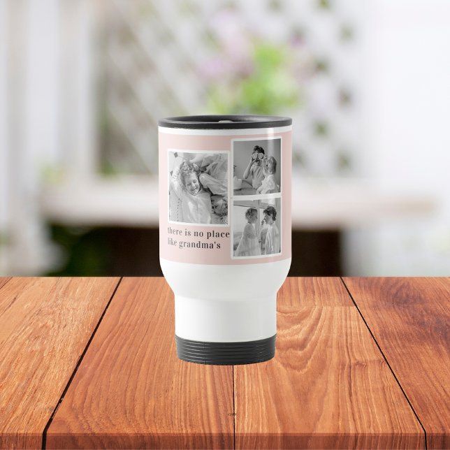 Collage Photo Pastel Pink Best Grandma Gift Travel Mug (Creator Uploaded)