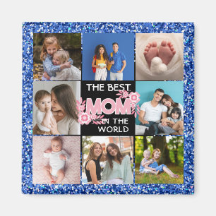 Collage Photo Pink Best Mum In Word uniqe Gift Magnet