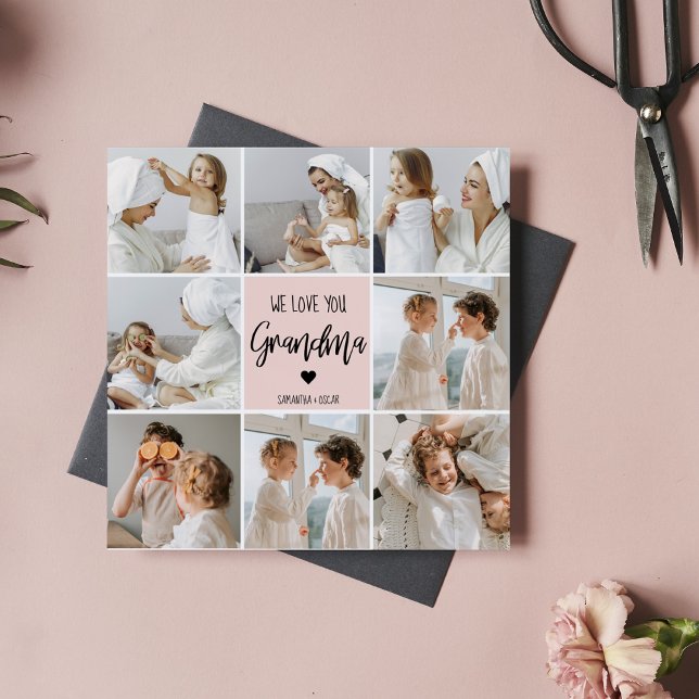 Collage Photo Pink We Love You Grandma Best Gift (Creator Uploaded)