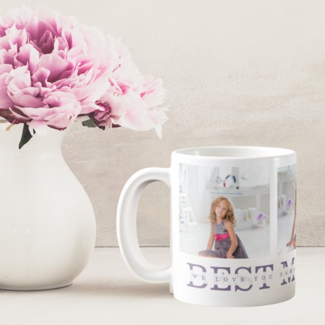 Collage Photo Purple Best Mum Ever Gift Coffee Mug (Creator Uploaded)