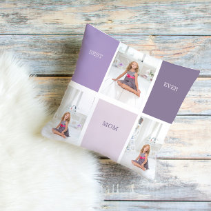 Collage Photo Purple Best Mum Ever Gift Cushion