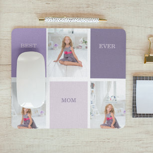 Collage Photo Purple Best Mum Ever Gift Mouse Mat