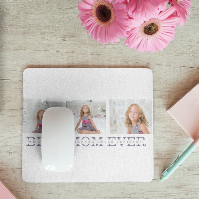 Collage Photo Purple Best Mum Ever Gift Mouse Mat (Creator Uploaded)
