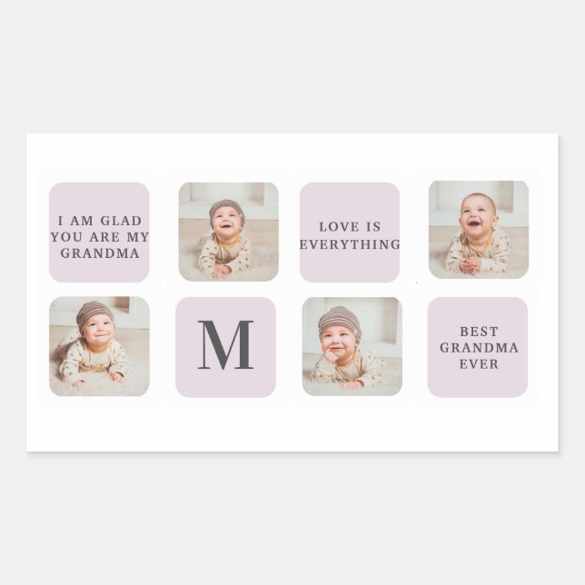 Collage Photo Purple Best Mum Ever Gift Rectangular Sticker (Front)