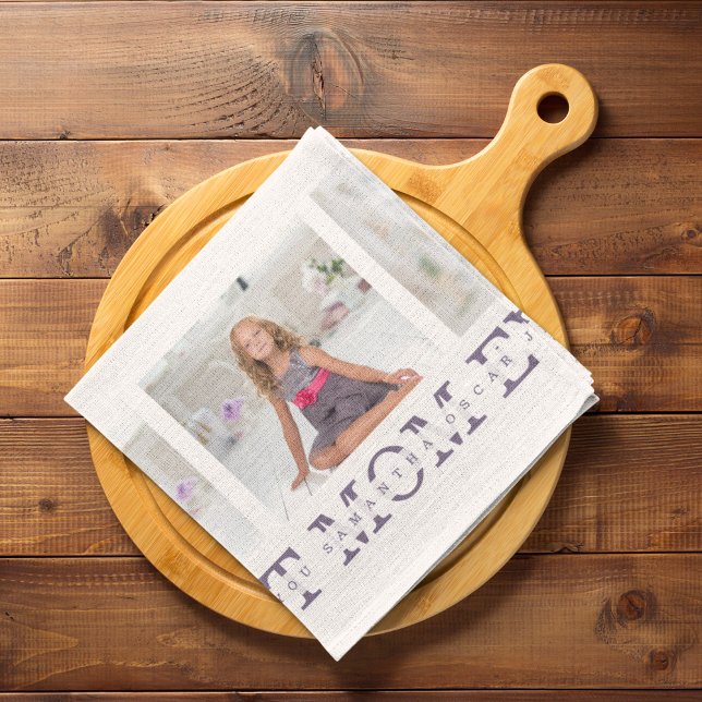 Collage Photo Purple Best Mum Ever Gift Tea Towel (Creator Uploaded)