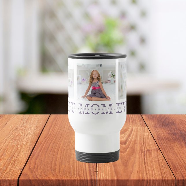 Collage Photo Purple Best Mum Ever Gift Travel Mug (Creator Uploaded)