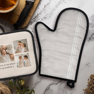 Collage Photo & Quote Best Grandma Gift Oven Mitt & Pot Holder Set