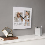 Collage Photo & Quote Best Grandma Gift Square Wall Clock<br><div class="desc">A Collage Photo & Quote Best Grandma Gift is a thoughtful and personalised present for a beloved grandmother. This gift typically includes a collage of photos that feature the grandma, her children, grandchildren, and other loved ones. The photos are arranged in a creative and artistic manner, with different sizes and...</div>