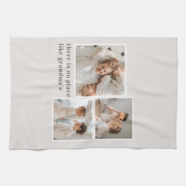 Collage Photo & Quote Best Grandma Gift Tea Towel (Horizontal)
