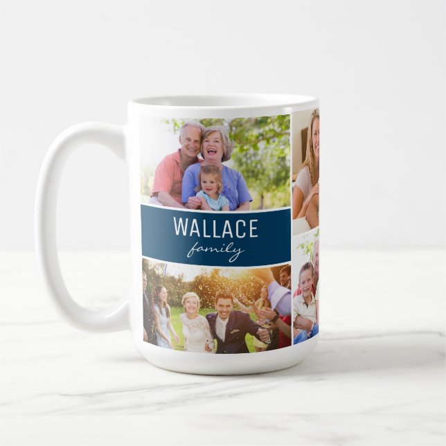 Collage Photo Reunion Family name Year souvenir Coffee Mug (Left)