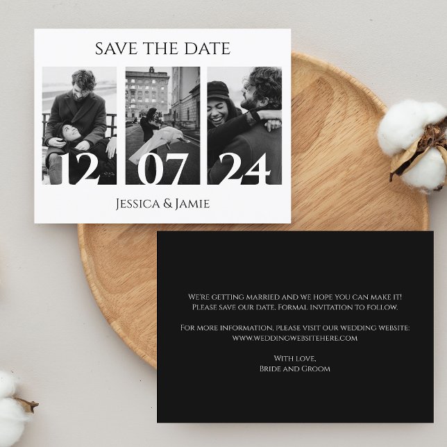 Collage Photo Save the Date Overlay Modern Trendy Announcement Postcard (Creator Uploaded)