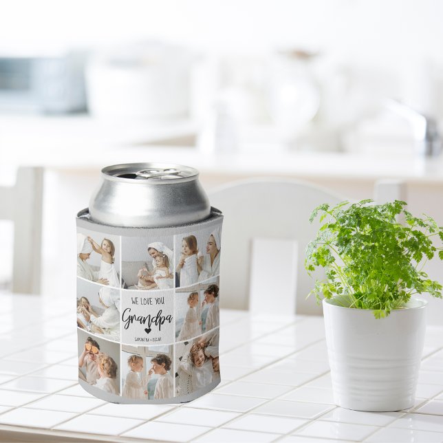 Collage Photo | We Love You Grandpa Gift  Can Cooler (Creator Uploaded)