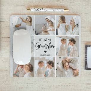 Collage Photo   We Love You Grandpa Gift  Mouse Mat