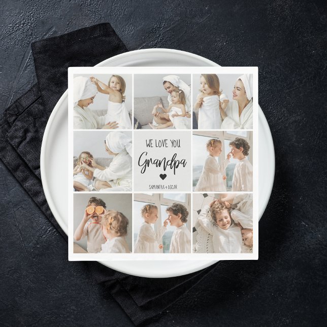 Collage Photo | We Love You Grandpa Gift  Napkin (Creator Uploaded)