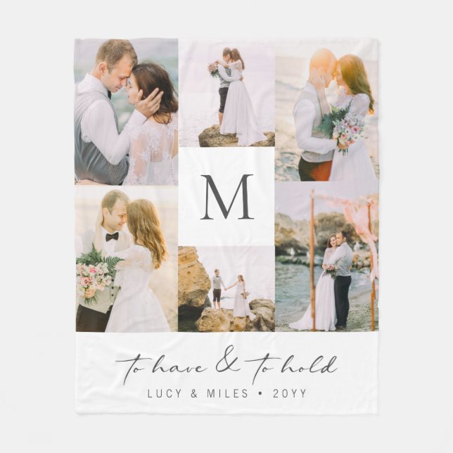 Collage Photo Wedding Fleece Blanket (Front)