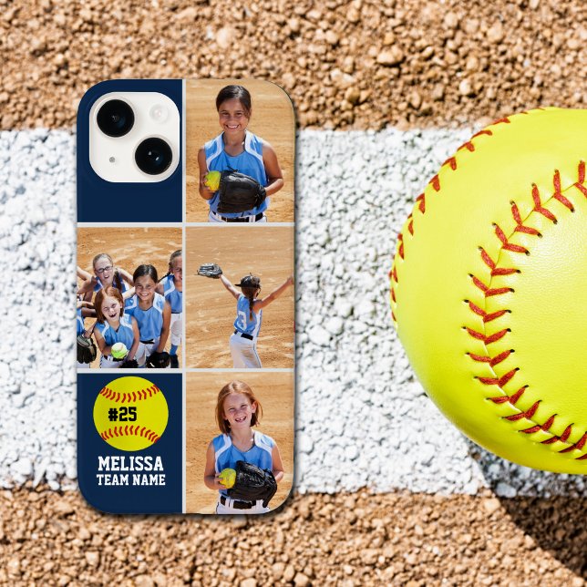 Collage photos Children's Softball Team Blue Case-Mate iPhone Case (Creator Uploaded)
