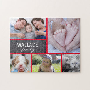 Collage photos with family name, 5 pictures jigsaw puzzle