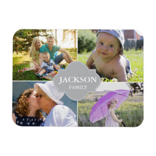 Collage photos with family name multi pictures magnet