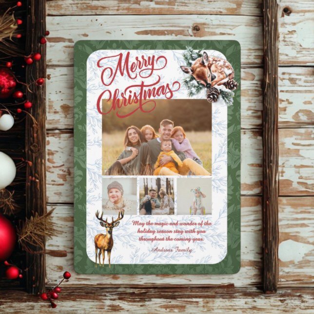 Collage Pine Needle Merry Christmas Holiday Card (Creator Uploaded)