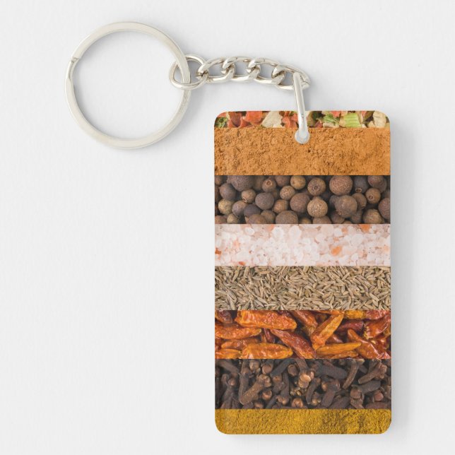 Collage set of spices and food ingredients key ring (Front)