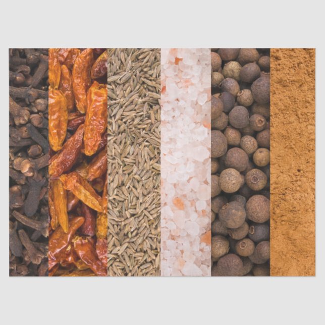 Collage set of spices and food ingredients tissue paper (Front)