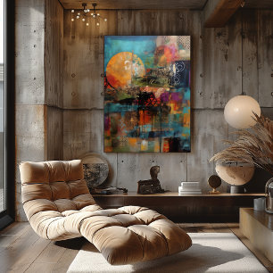 Collage Sun and Texture Abstract Photo Print