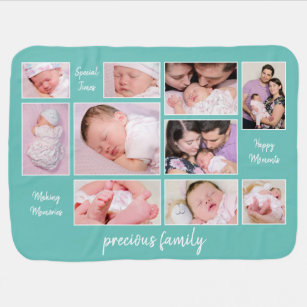 Collage Uplifting Quotes Names Year 10 Photo Teal Baby Blanket