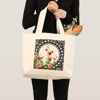 Collage vintage large tote bag