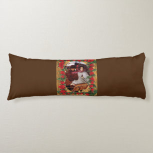Collage vintage Retro with lace and flowers Body Cushion