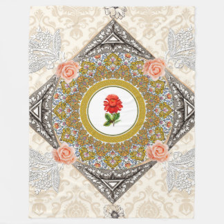 Collage vintage Retro with lace and flowers Fleece Blanket