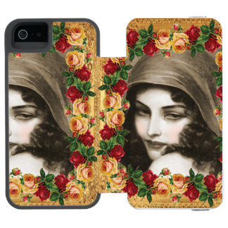 Collage vintage Retro with lace and flowers Incipio Watson™ iPhone 5 Wallet Case