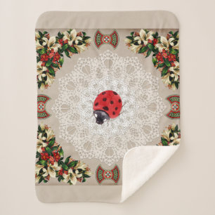 Collage vintage Retro with lace and flowers Sherpa Blanket