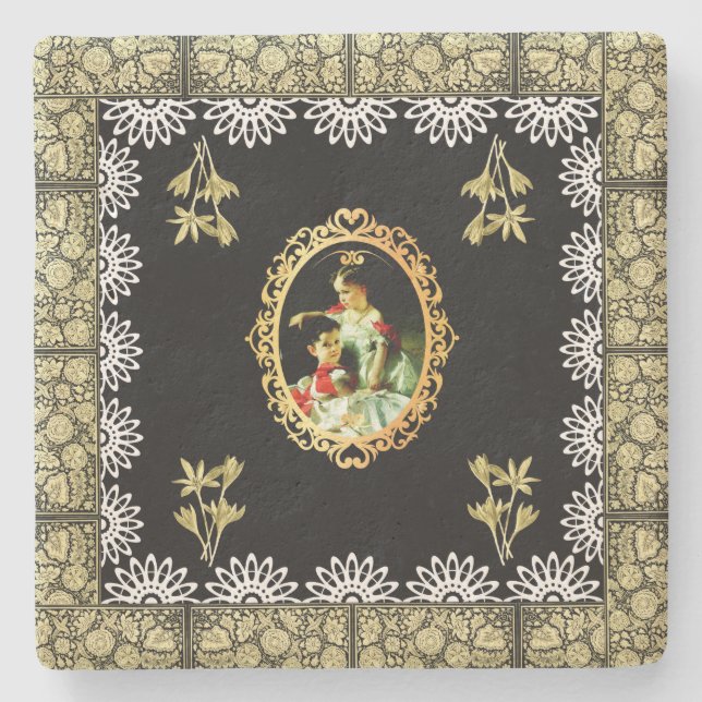 collage vintage stone coaster (Front)